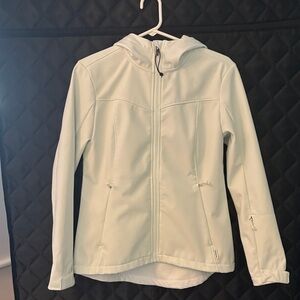 Pale blue Hooded Jacket with zippered pockets, and soft felt lining